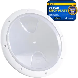 Five Oceans 8" Boat Hatch, Marine Round Inspection Deck Plate Hatch with Detachable Clear Lid, UV-Resistant ABS White Plastic, for Pontoon, Fishing Boat, Bass Boat, Yacht, RVs, Caravan - FO4466