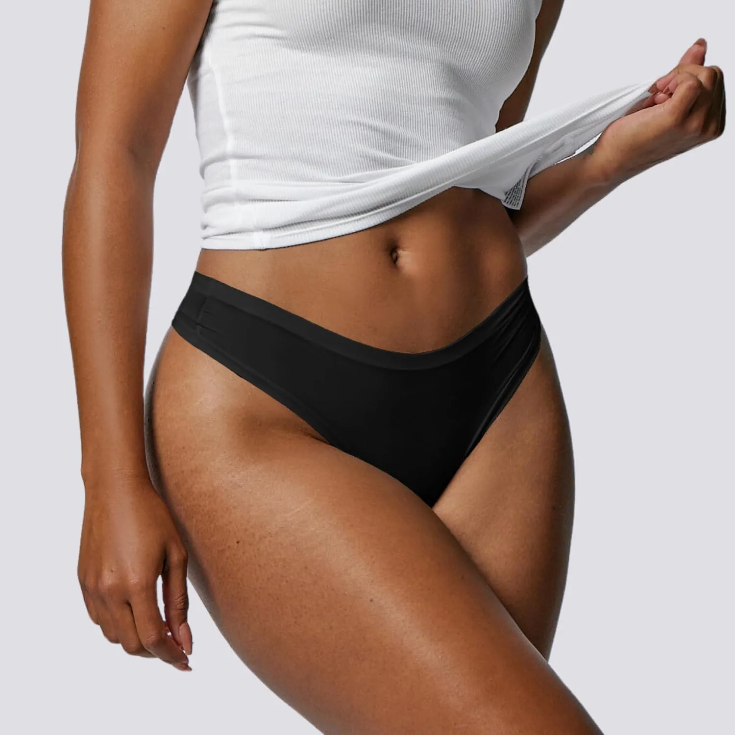 Flex Fit Thong - Women’s Thong for Purse - On-the-Go Emergency Underwear - 4 Pack - Black