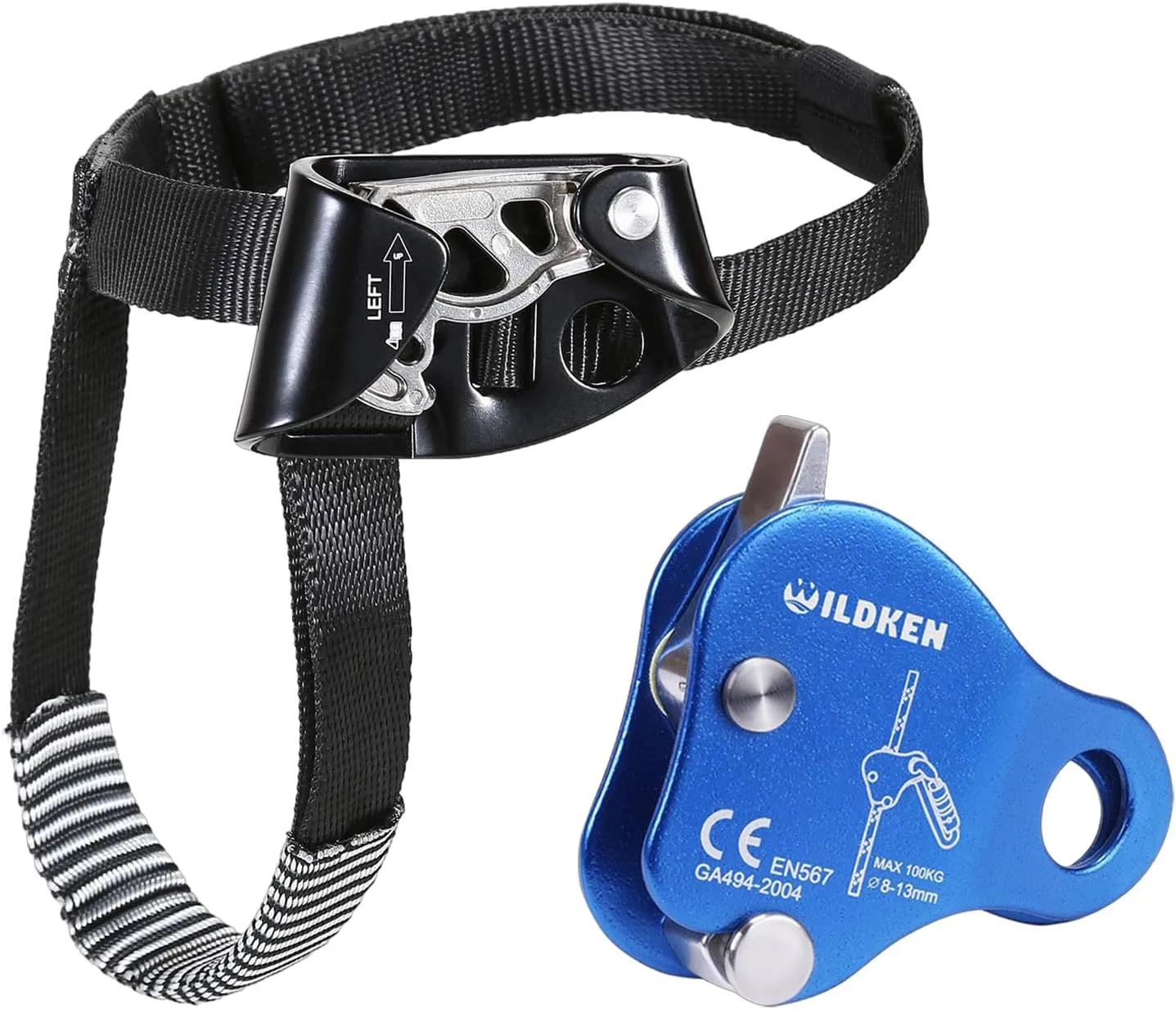 Foot Ascender Outdoor Mountaineering Tree Arborist Climbing Rappelling Equip, Climbing Ascender Fall Protection Belay Device Climbing Rope Grab for Rock Climbing