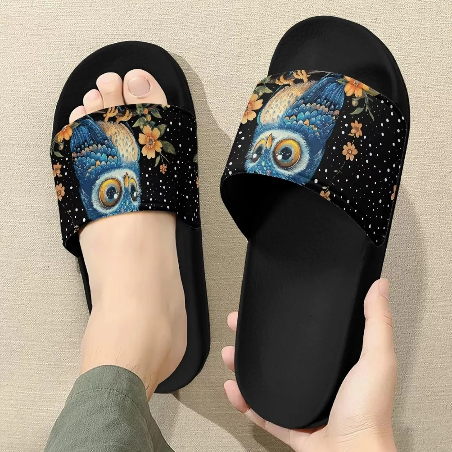 Footwear for Mens Open Toe Athletic Sandals Anti-Slip Sole Slide Sandals Pillow House Flat Shoes Comfortable Slip On Slippers for Indoor & Outdoor