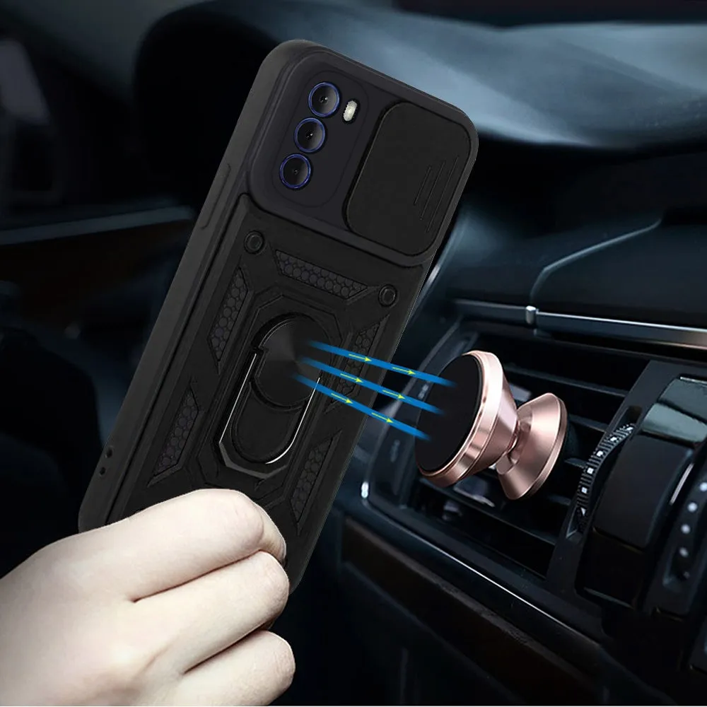 For Apple iPhone 14 Pro Max (6.7") Hybrid Cases with Slide Camera Lens Cover, Ring Holder Kickstand Rugged Dual Layer  Phone Case Cover