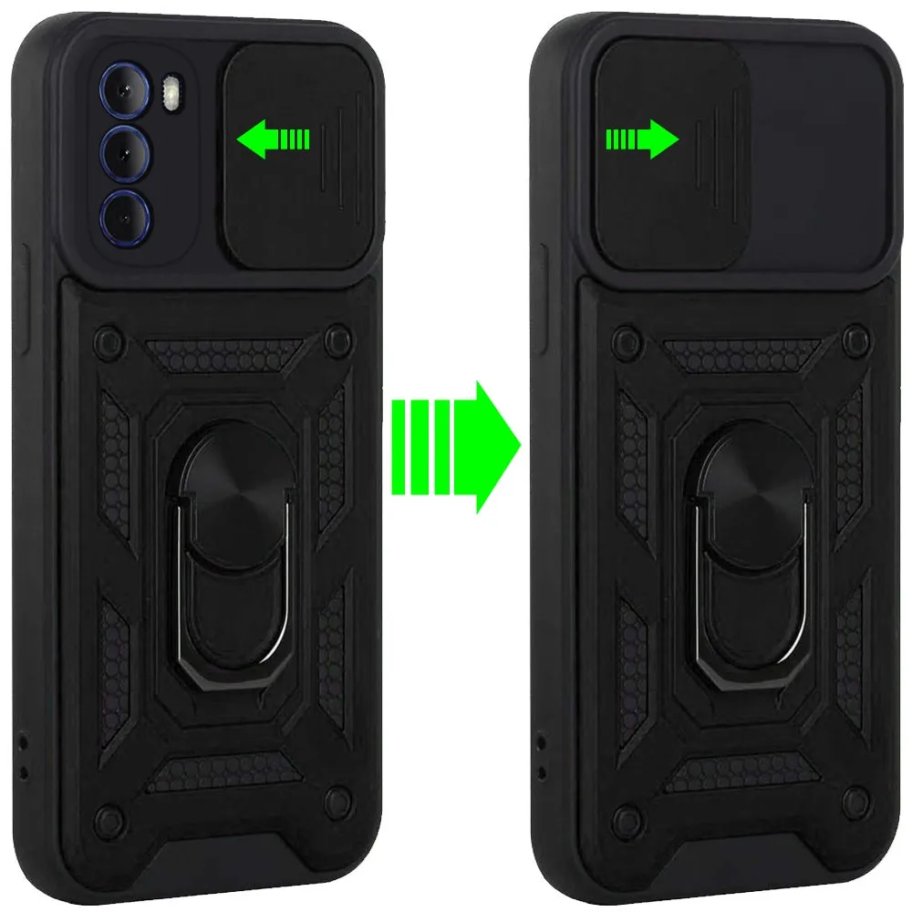 For Apple iPhone 14 Pro Max (6.7") Hybrid Cases with Slide Camera Lens Cover, Ring Holder Kickstand Rugged Dual Layer  Phone Case Cover