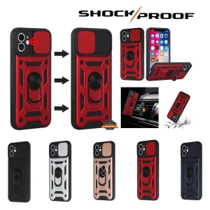 For Apple iPhone 14 Pro Max (6.7") Hybrid Cases with Slide Camera Lens Cover, Ring Holder Kickstand Rugged Dual Layer  Phone Case Cover