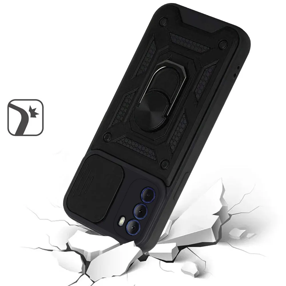 For Apple iPhone 14 Pro Max (6.7") Hybrid Cases with Slide Camera Lens Cover, Ring Holder Kickstand Rugged Dual Layer  Phone Case Cover