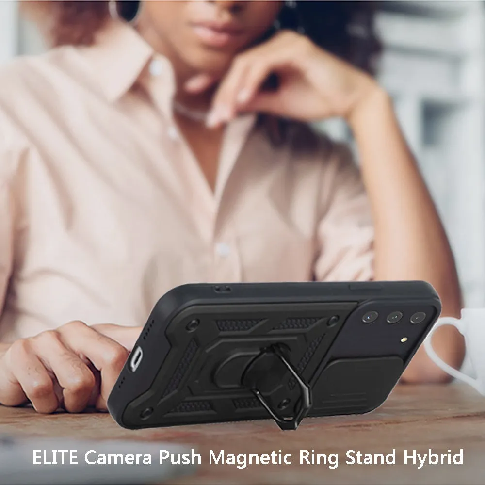 For Apple iPhone 14 Pro Max (6.7") Hybrid Cases with Slide Camera Lens Cover, Ring Holder Kickstand Rugged Dual Layer  Phone Case Cover