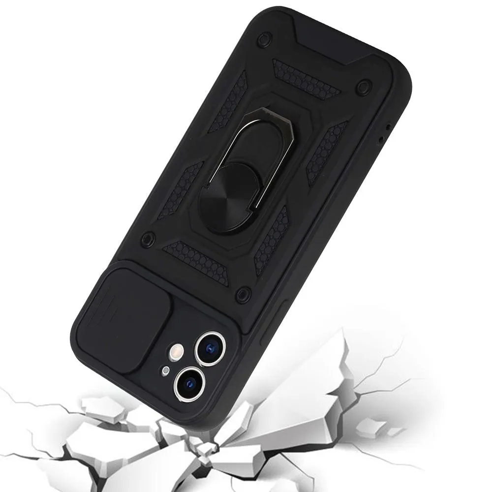 For Apple iPhone 14 Pro Max (6.7") Hybrid Cases with Slide Camera Lens Cover, Ring Holder Kickstand Rugged Dual Layer  Phone Case Cover