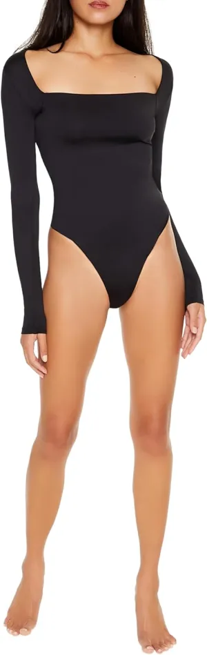 Forever 21 womens Contour Sculpt Long-sleeve Bodysuit