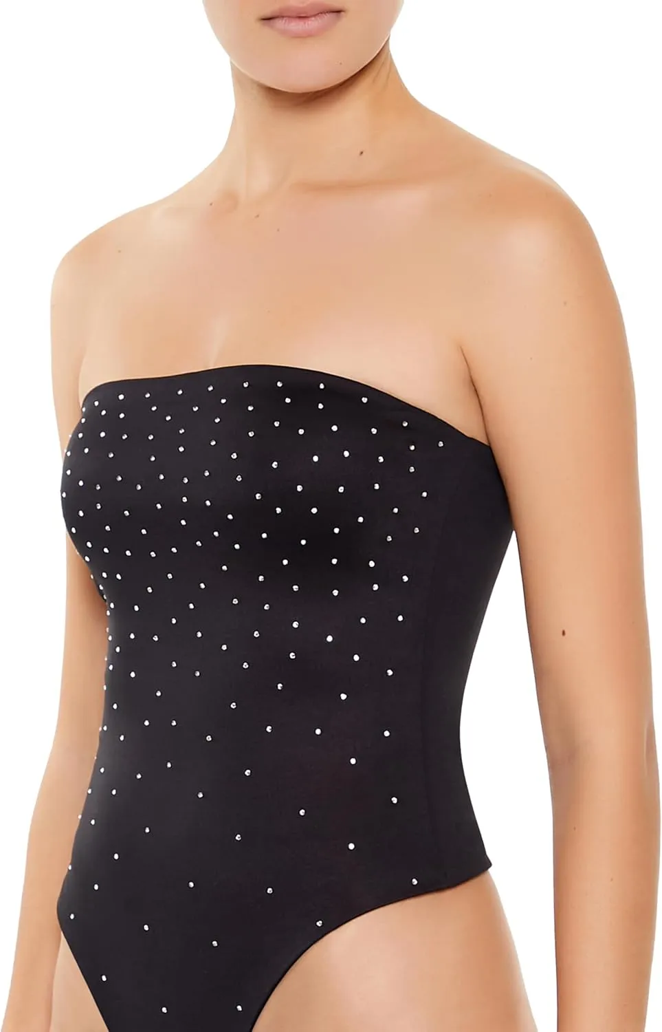 Forever 21 womens Contour Sculpt Rhinestone Tube Bodysuit