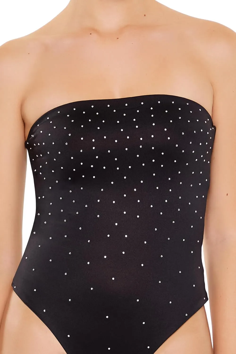 Forever 21 womens Contour Sculpt Rhinestone Tube Bodysuit