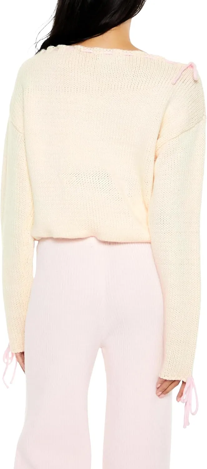 Forever 21 Women's Ribbed Lace-up Sweater
