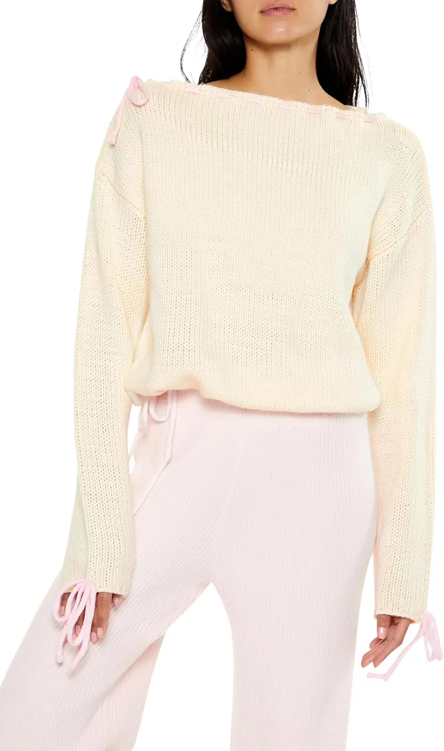 Forever 21 Women's Ribbed Lace-up Sweater