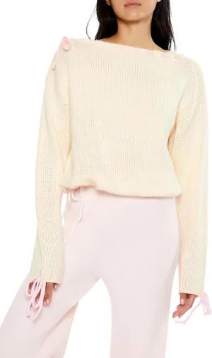 Forever 21 Women's Ribbed Lace-up Sweater
