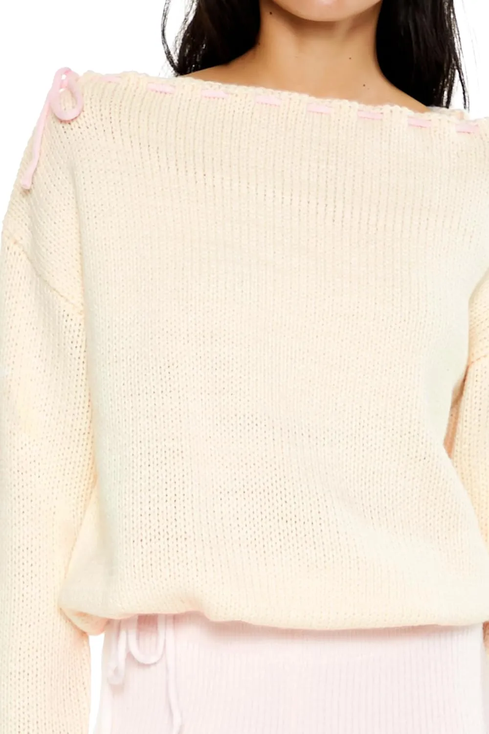 Forever 21 Women's Ribbed Lace-up Sweater