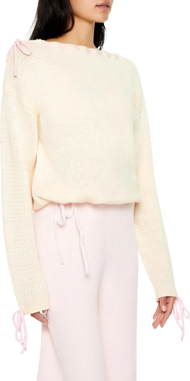 Forever 21 Women's Ribbed Lace-up Sweater