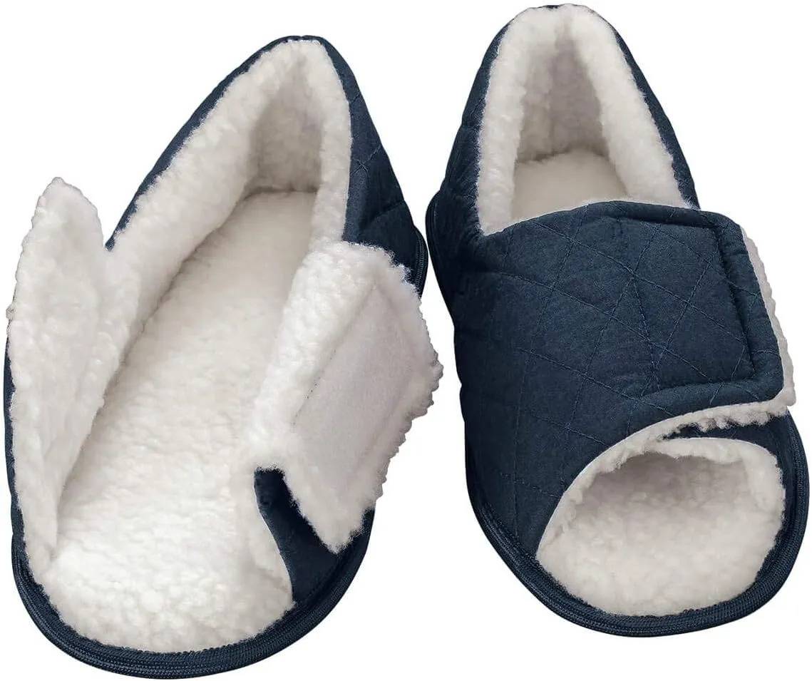 Fox Valley Traders Silver StepsTM Open Toe Edema Slippers Mens, Navy Blue