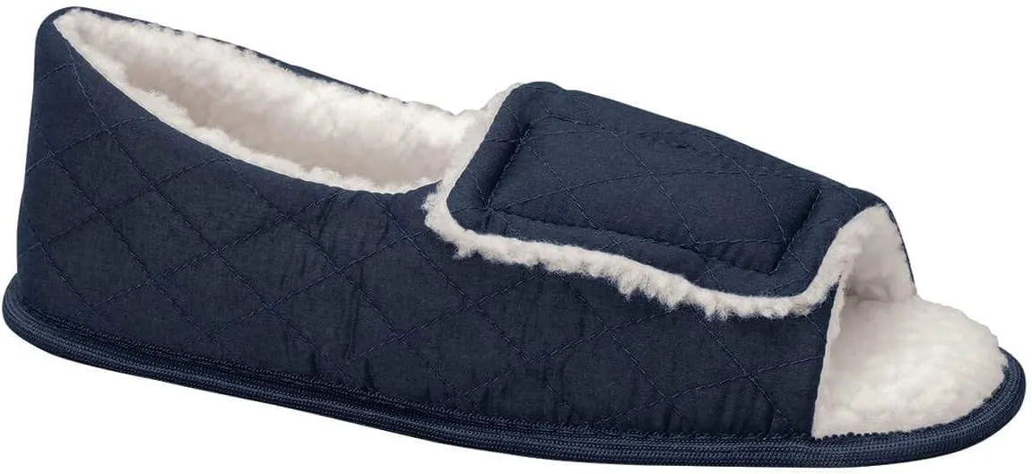 Fox Valley Traders Silver StepsTM Open Toe Edema Slippers Mens, Navy Blue