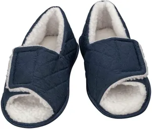 Fox Valley Traders Silver StepsTM Open Toe Edema Slippers Mens, Navy Blue