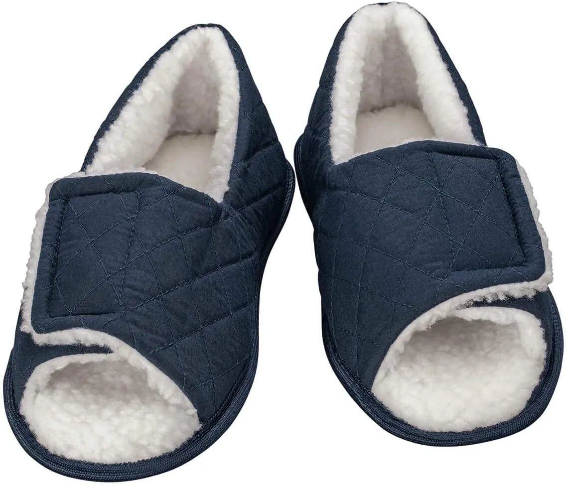 Fox Valley Traders Silver StepsTM Open Toe Edema Slippers Mens, Navy Blue