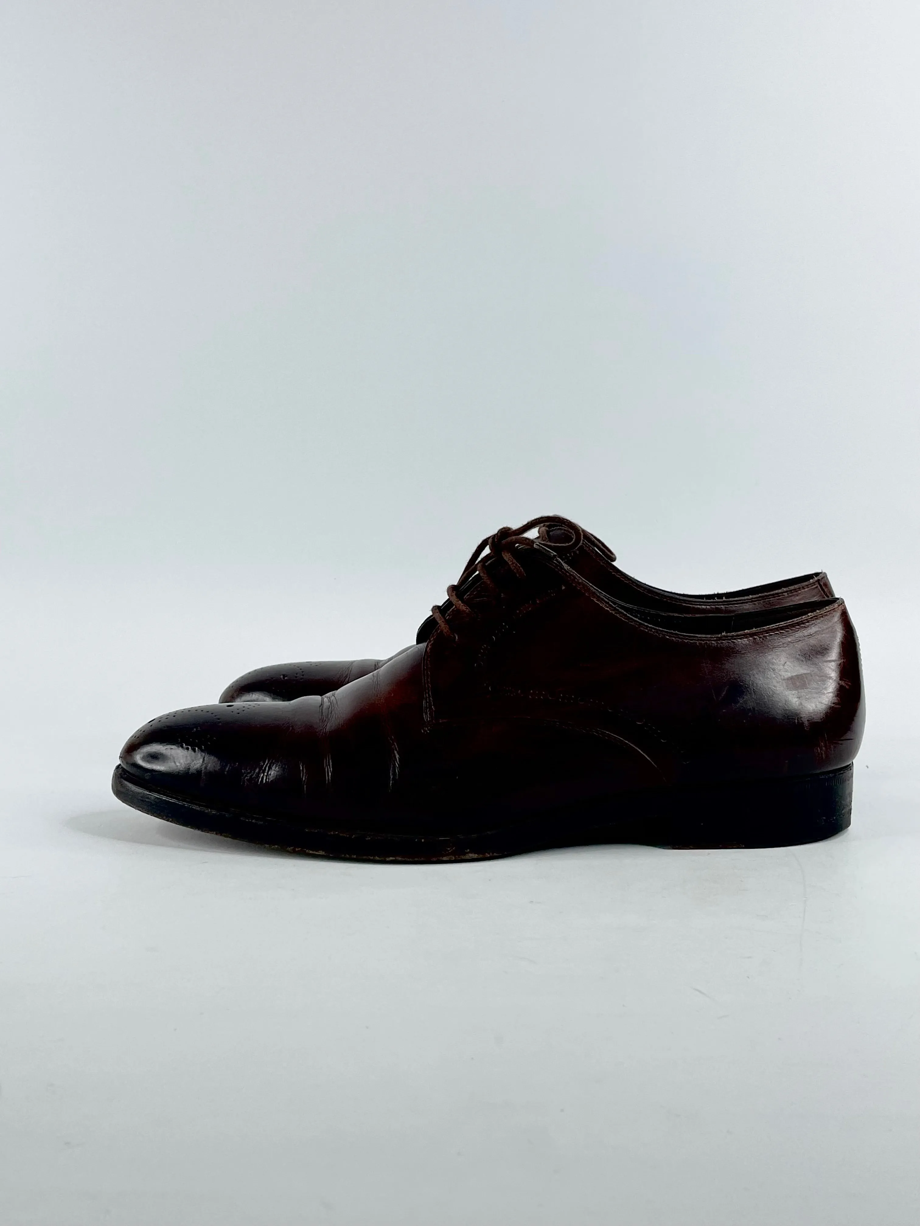 Fratelli Rossetti Chestnut Leather Wing-Top Dress Shoes - EU40