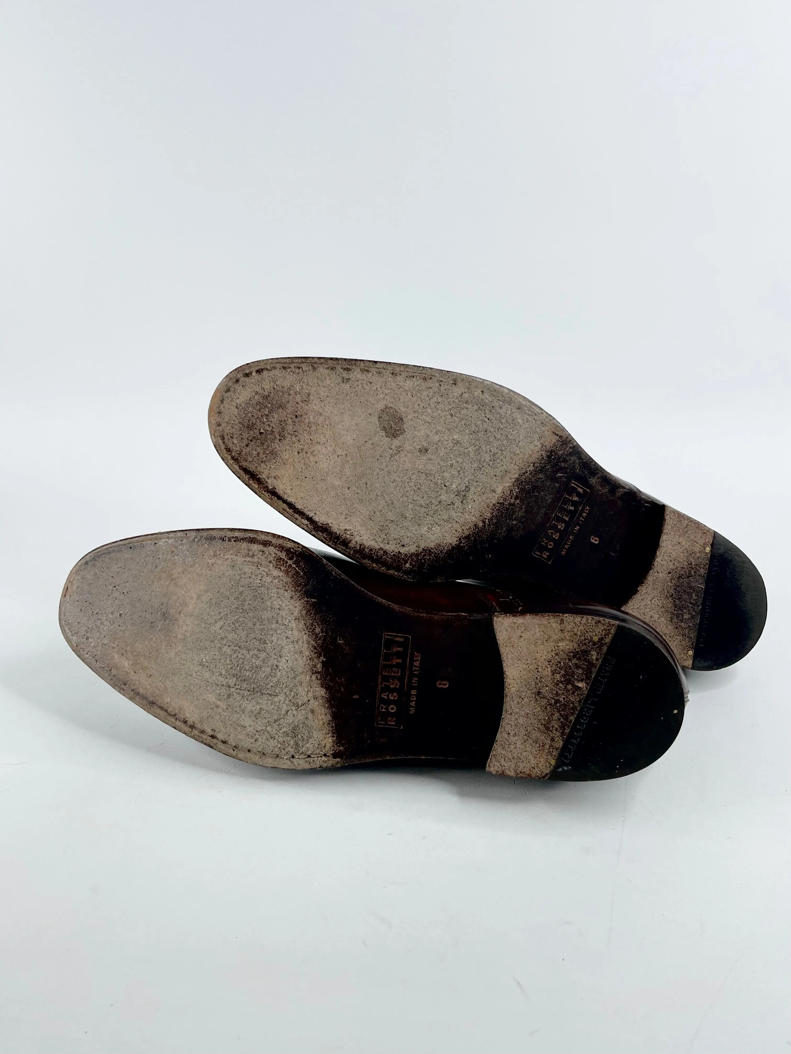 Fratelli Rossetti Chestnut Leather Wing-Top Dress Shoes - EU40