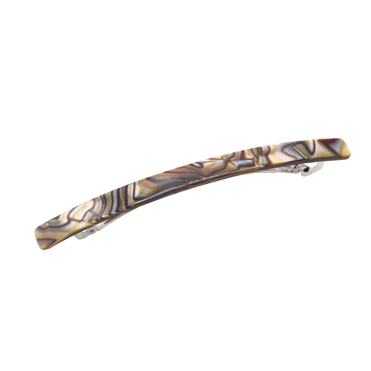 French Amie Long and Thin Large 4" Celluloid Automatic Handmade Hair Clip for Girls Strong Hold No Slip Grip Hair Claw Clips for Women, Made in France (Onyx)