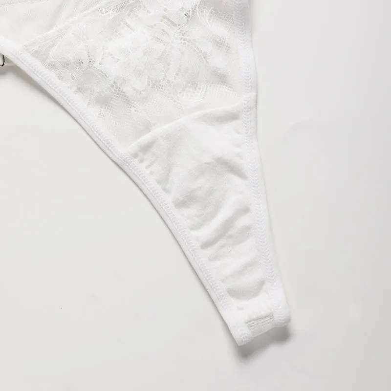 French Lace Embroidered Satin Sexy Thong Panties