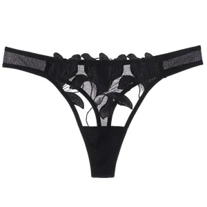 French Sexy Panty Applique Embroidered Mesh Panties Thong