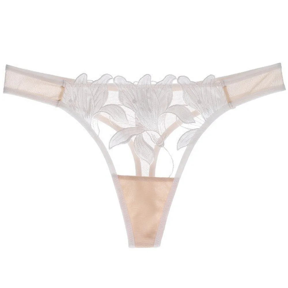 French Sexy Panty Applique Embroidered Mesh Panties Thong