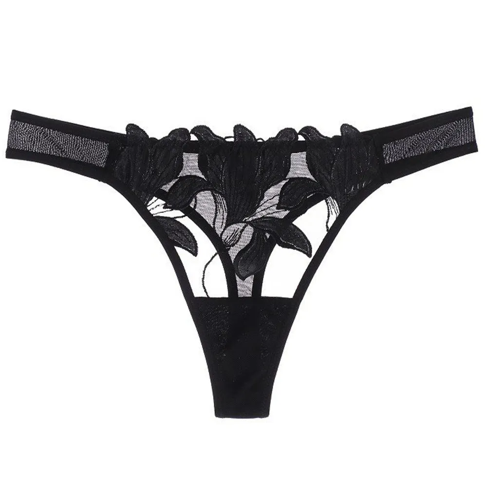French Sexy Panty Applique Embroidered Mesh Panties Thong