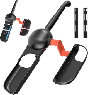FUNDIARY Fishing Rod for Switch 2 Joycon, Comfortable Accessories Compatible with Fishing Game for Legendary Fishing, Bass Pro Shops: The Strike & Fishing Star World Tour, Ideal Gifts for Men - Black