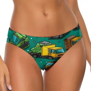 Garbage Truck Busy Day Women's T-Back Sexy Thong Underwear Bikini Swimsuit Bottom Swimwear