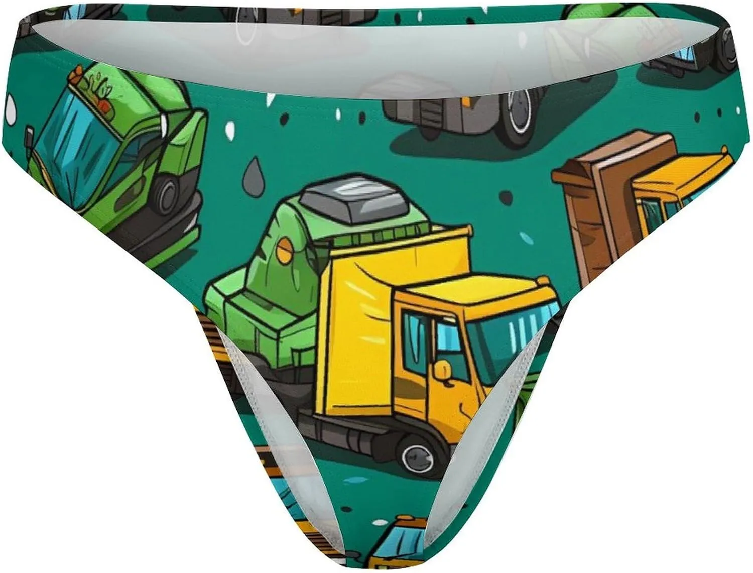 Garbage Truck Busy Day Women's T-Back Sexy Thong Underwear Bikini Swimsuit Bottom Swimwear