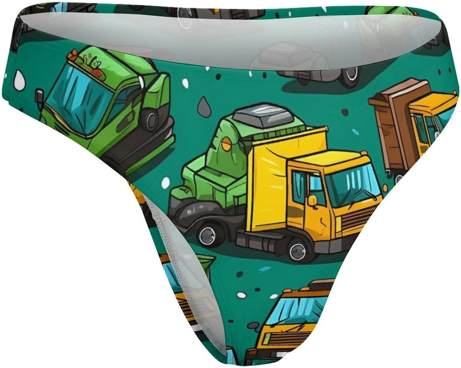 Garbage Truck Busy Day Women's T-Back Sexy Thong Underwear Bikini Swimsuit Bottom Swimwear