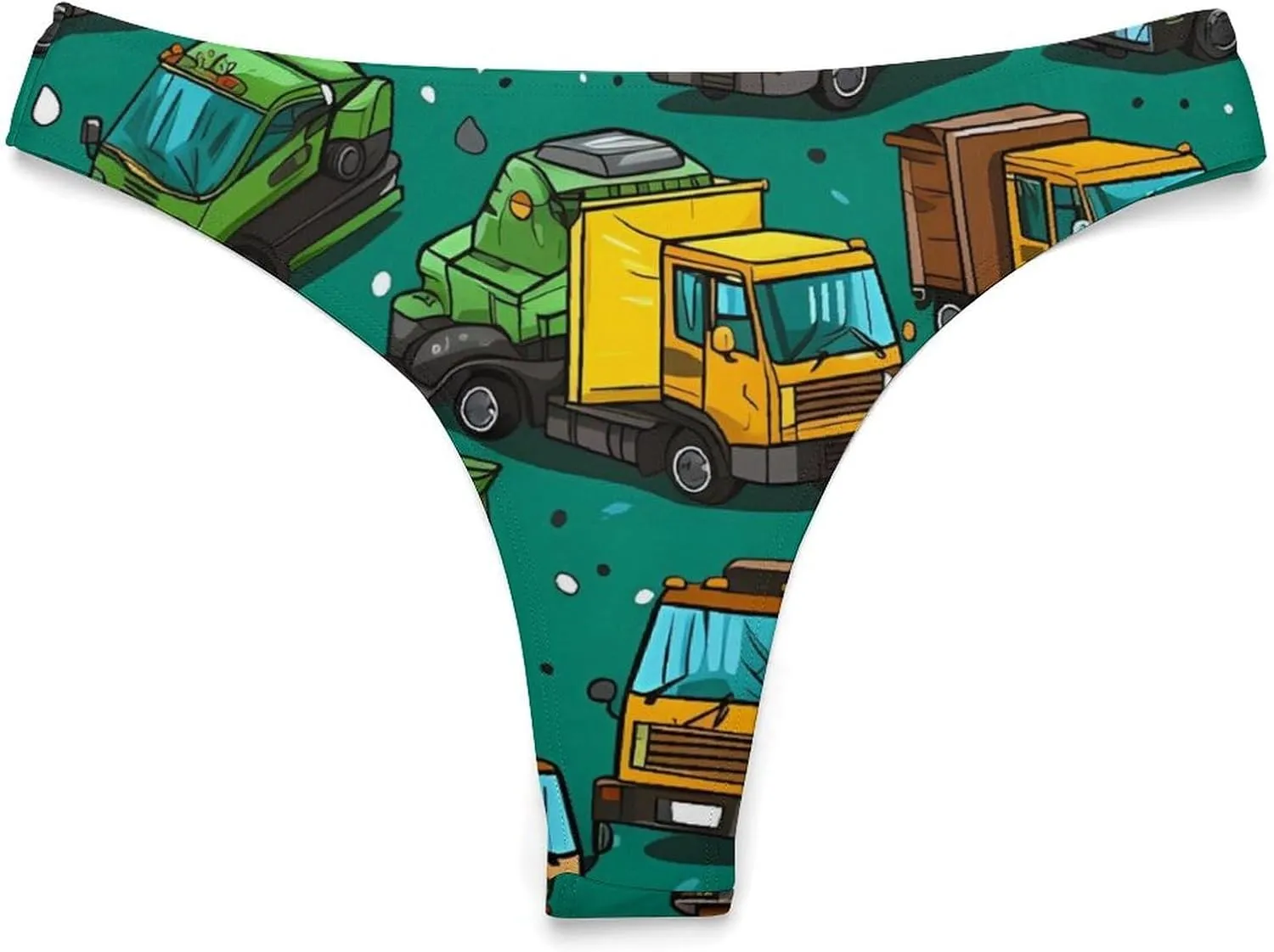 Garbage Truck Busy Day Women's T-Back Sexy Thong Underwear Bikini Swimsuit Bottom Swimwear