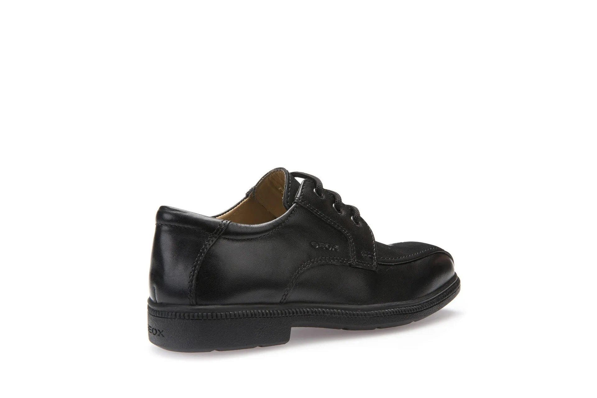 Geox School Shoes | Federico Stitch Lace Up | Black Leather