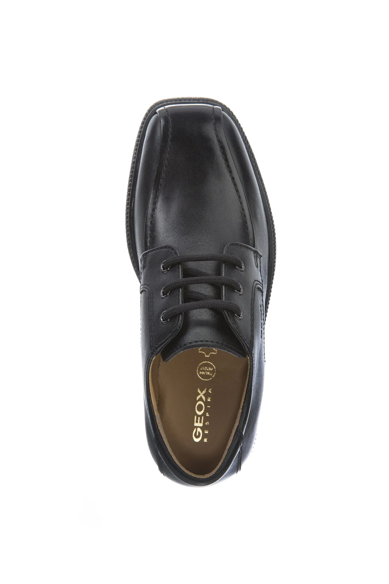 Geox School Shoes | Federico Stitch Lace Up | Black Leather