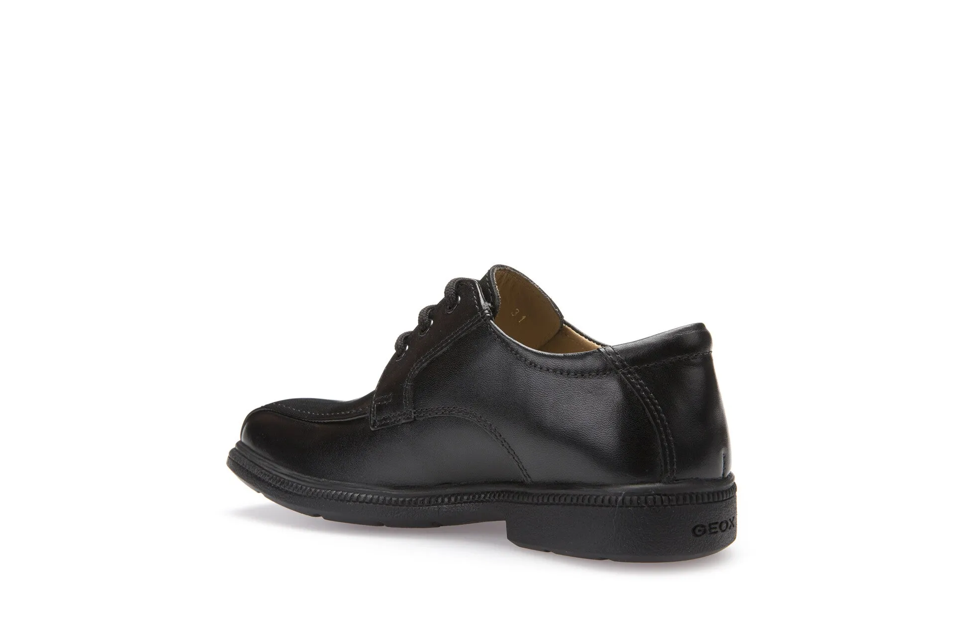 Geox School Shoes | Federico Stitch Lace Up | Black Leather