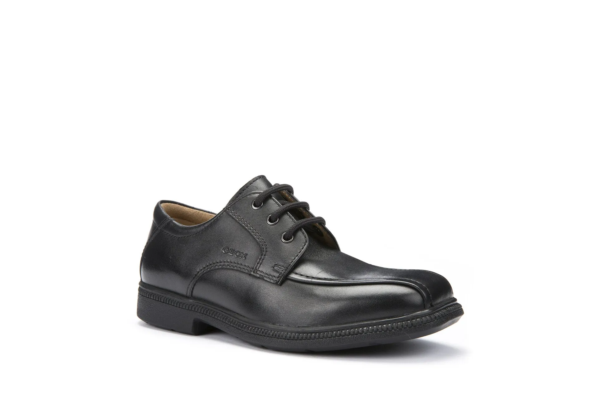 Geox School Shoes | Federico Stitch Lace Up | Black Leather