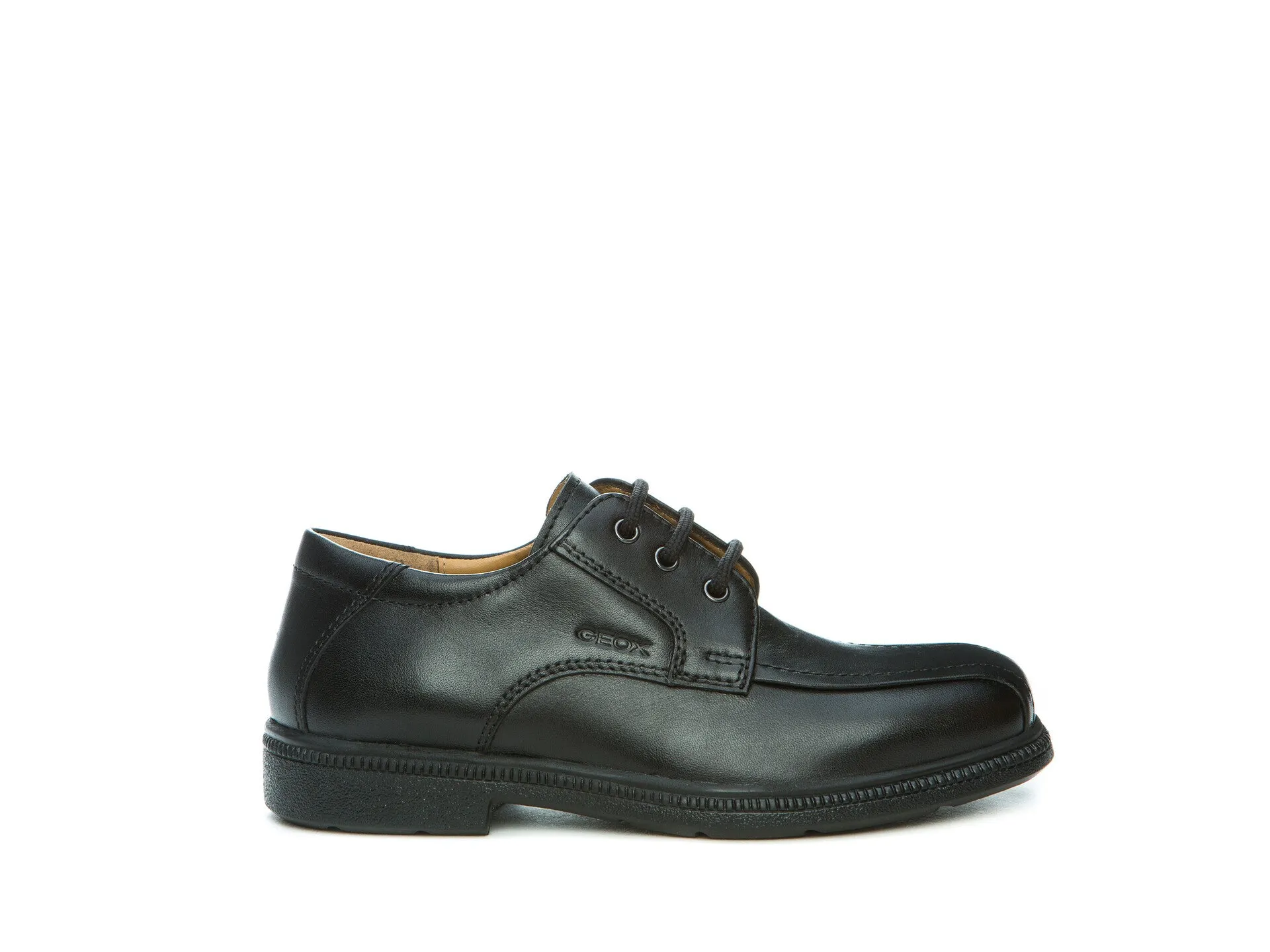 Geox School Shoes | Federico Stitch Lace Up | Black Leather