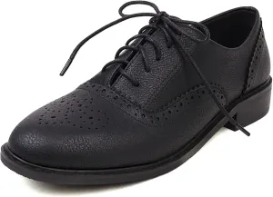 Gicoiz Footwear Womens Classic Round Toe Lace Up Oxfords Brogue Work Shoes