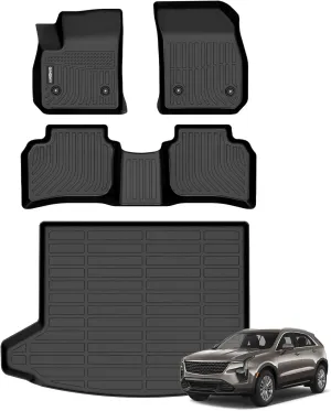 GINOWY-Floor Mats with Cargo Liner for Cadillac XT4 2019-2025丨TPE All Weather Car Floor for Cadillac XT4丨XT4 Car Mats, XT4 Cargo Mat Trunk Mat for Cadillac XT4 Car Accessories
