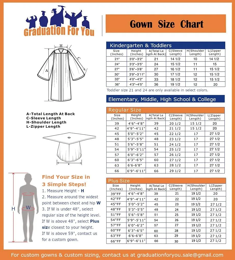 GraduationForYou Graduation Gown Matte Gown Only. for All Graduations. College, High School and All Other Graduations.