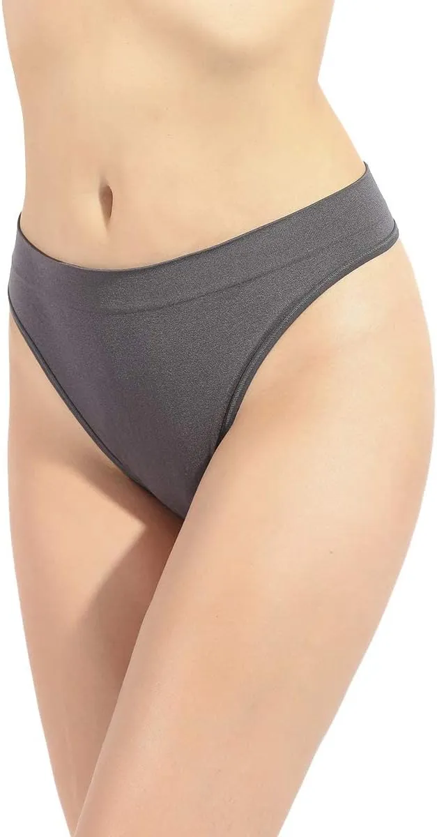 GRANKEE Women's Breathable Seamless Thong Panties No Show Underwear Pack
