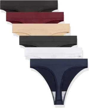 GRANKEE Women's Breathable Seamless Thong Panties No Show Underwear Pack