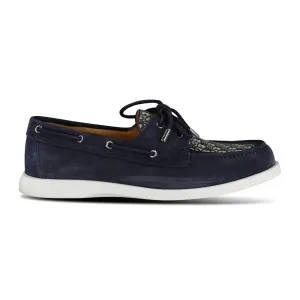 Granville Boat Shoe Navy & Beige Suede