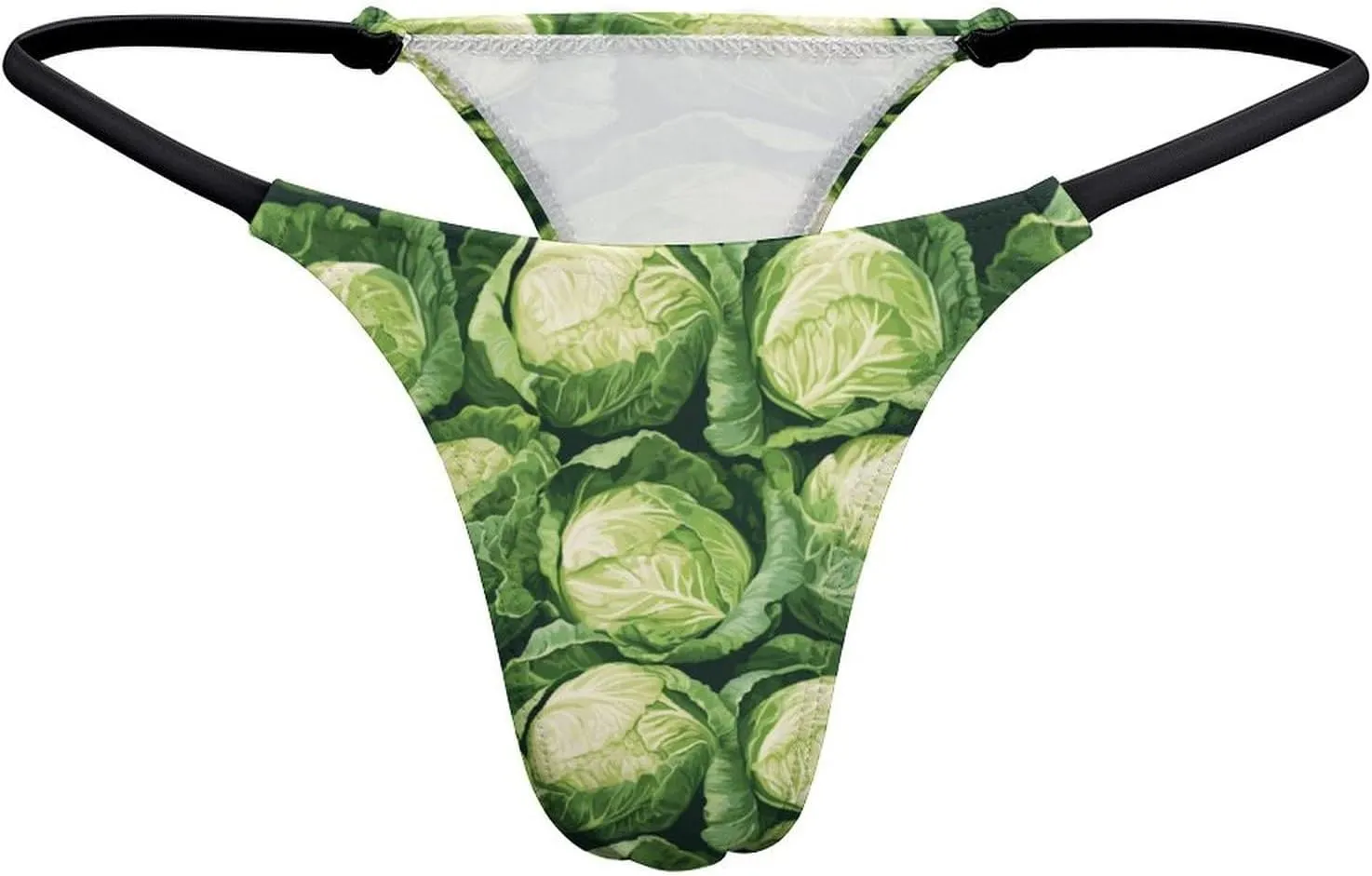 Green Cabbage Pattern Sexy Thongs for Women Breathable G String Lingerie Low Rise Stretch Panties Underwear