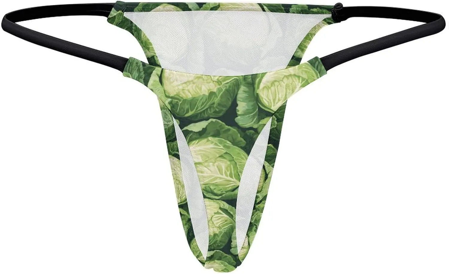 Green Cabbage Pattern Sexy Thongs for Women Breathable G String Lingerie Low Rise Stretch Panties Underwear