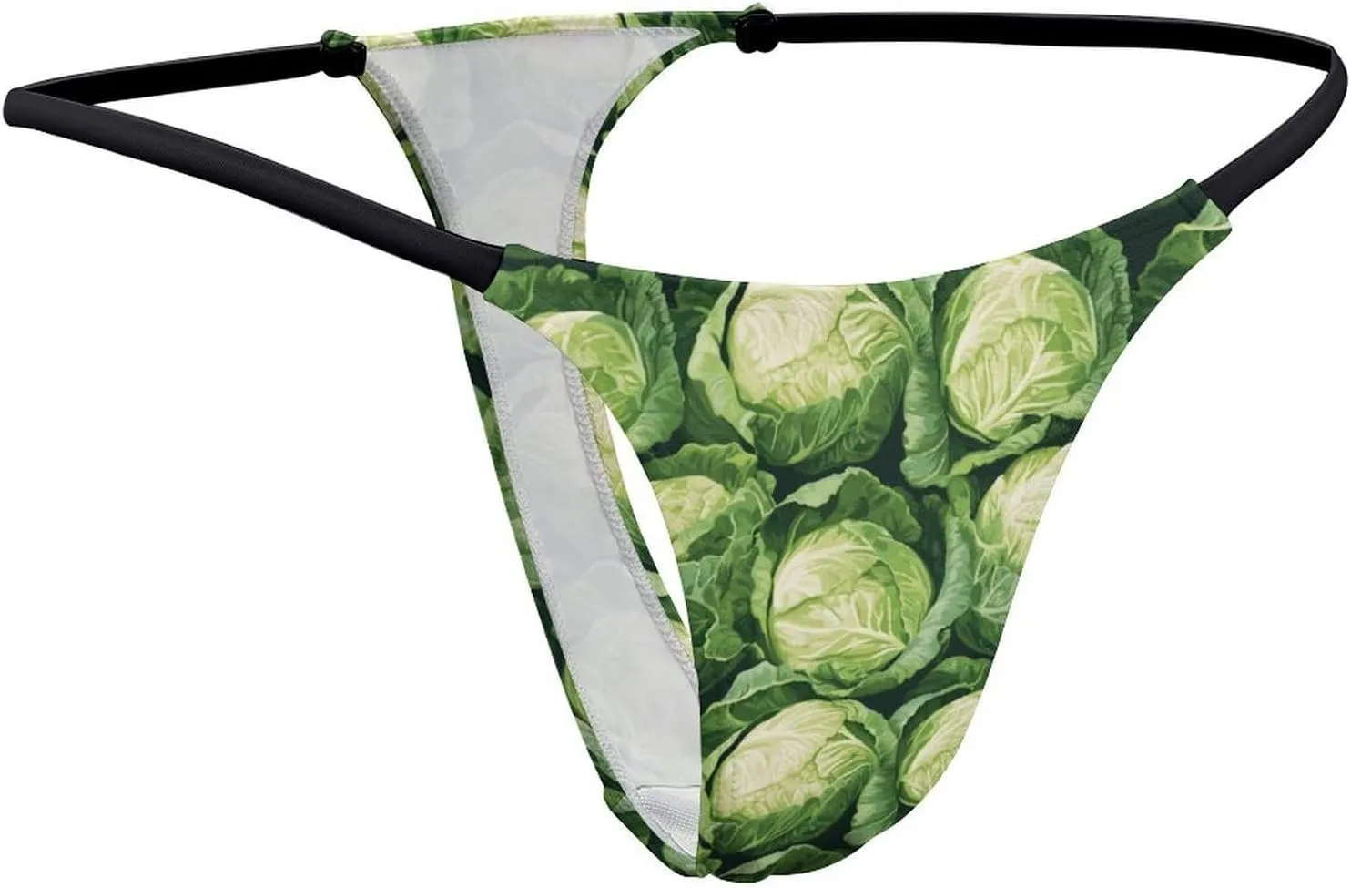 Green Cabbage Pattern Sexy Thongs for Women Breathable G String Lingerie Low Rise Stretch Panties Underwear