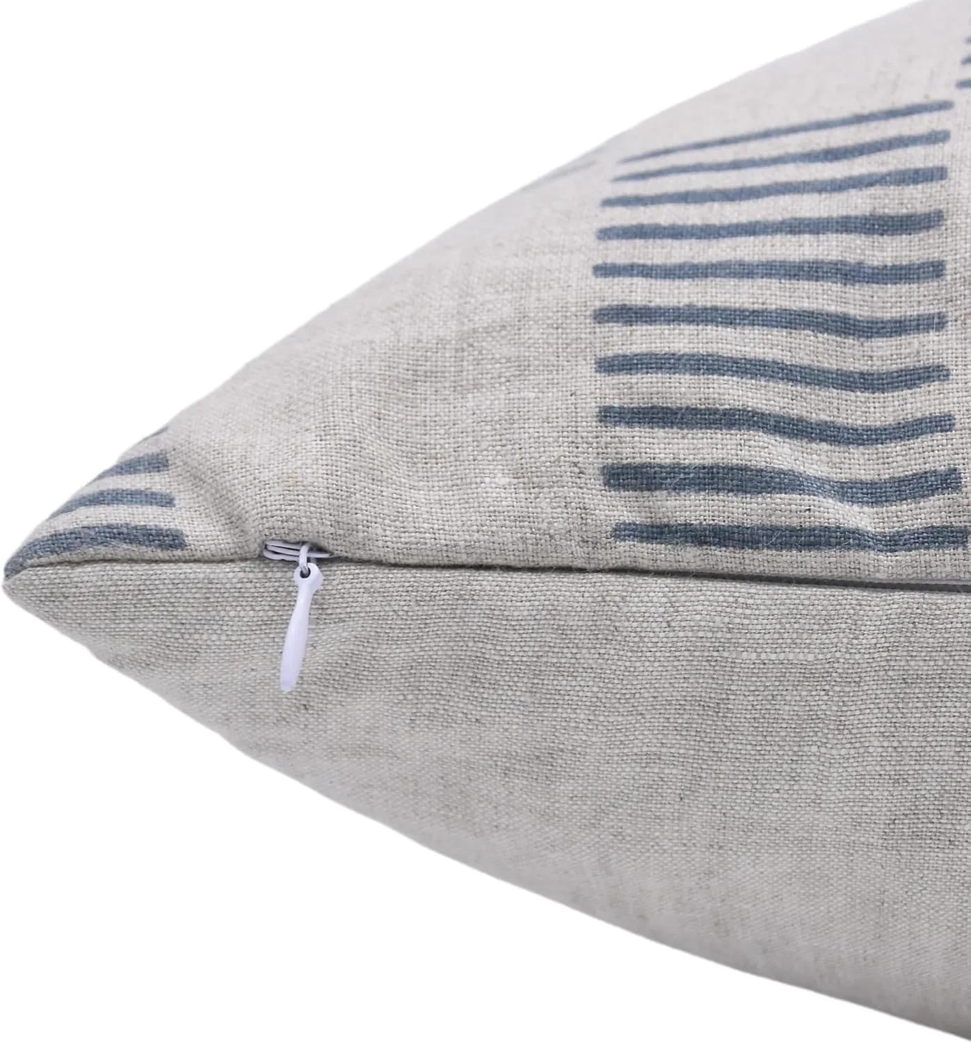 Hand Block Printed Pure Linen 18x18 Inch Artisan-Made Neutral Accent Throw Cushion Covers Decoration for Sofa, Couch, Chair, Outdoor, Farmhouse, Living Room (Zig-Zag-Grey)