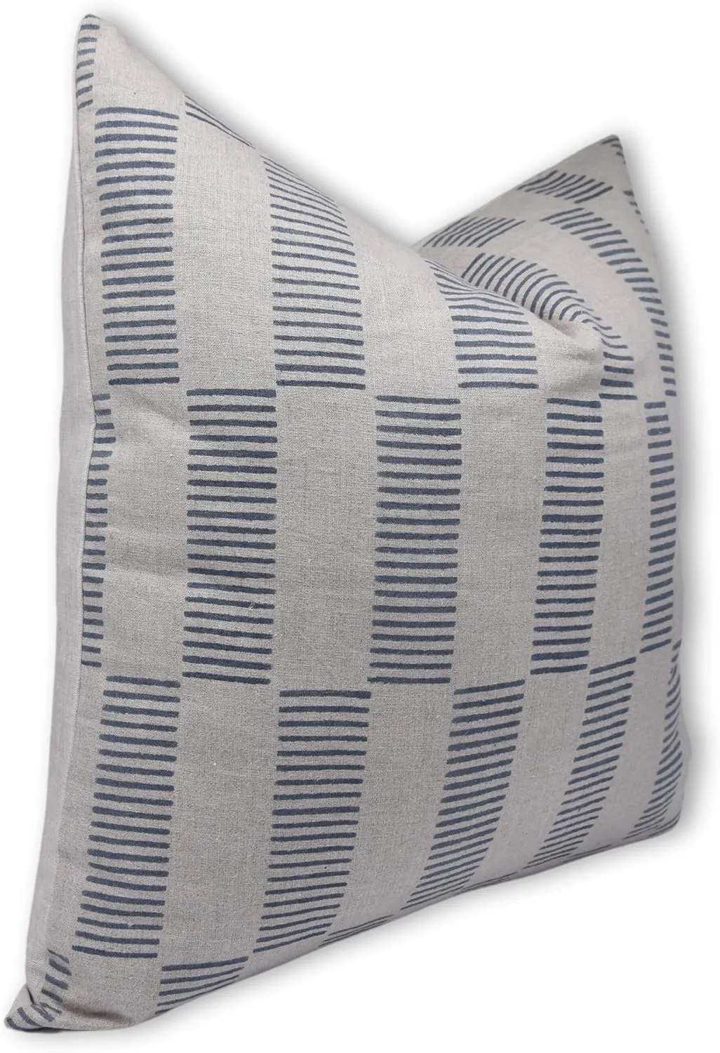 Hand Block Printed Pure Linen 18x18 Inch Artisan-Made Neutral Accent Throw Cushion Covers Decoration for Sofa, Couch, Chair, Outdoor, Farmhouse, Living Room (Zig-Zag-Grey)